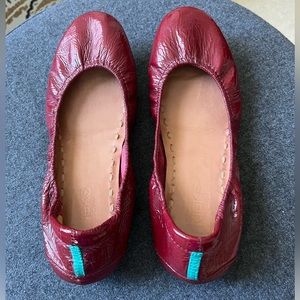 Tieks Ruby Red Patent Flats - Size 6